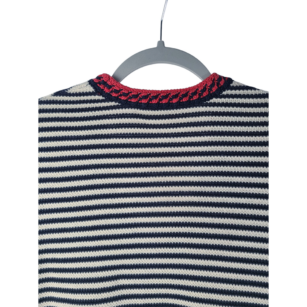 Tory Burch Sweater Women's Small Striped V-neck Pullover 3/4 Sleeve Cotton - Picture 5 of 7